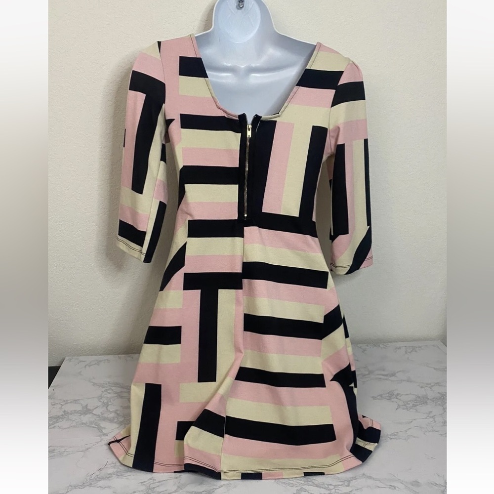 Xhilaration Boho Hippie Dress Womens S Pink Colorblock Back Zip 3/4 Slee… - Picture 3 of 4